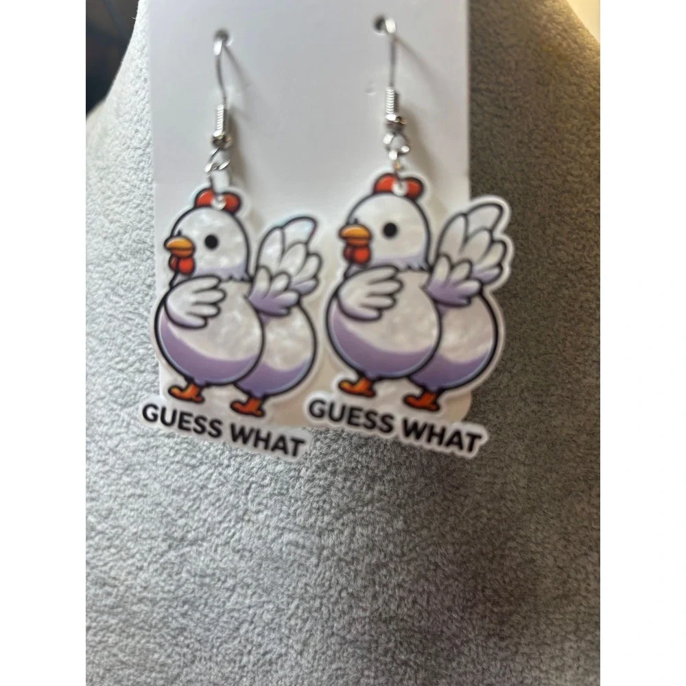 #43. Acrylic Guess What Chicken Earrings